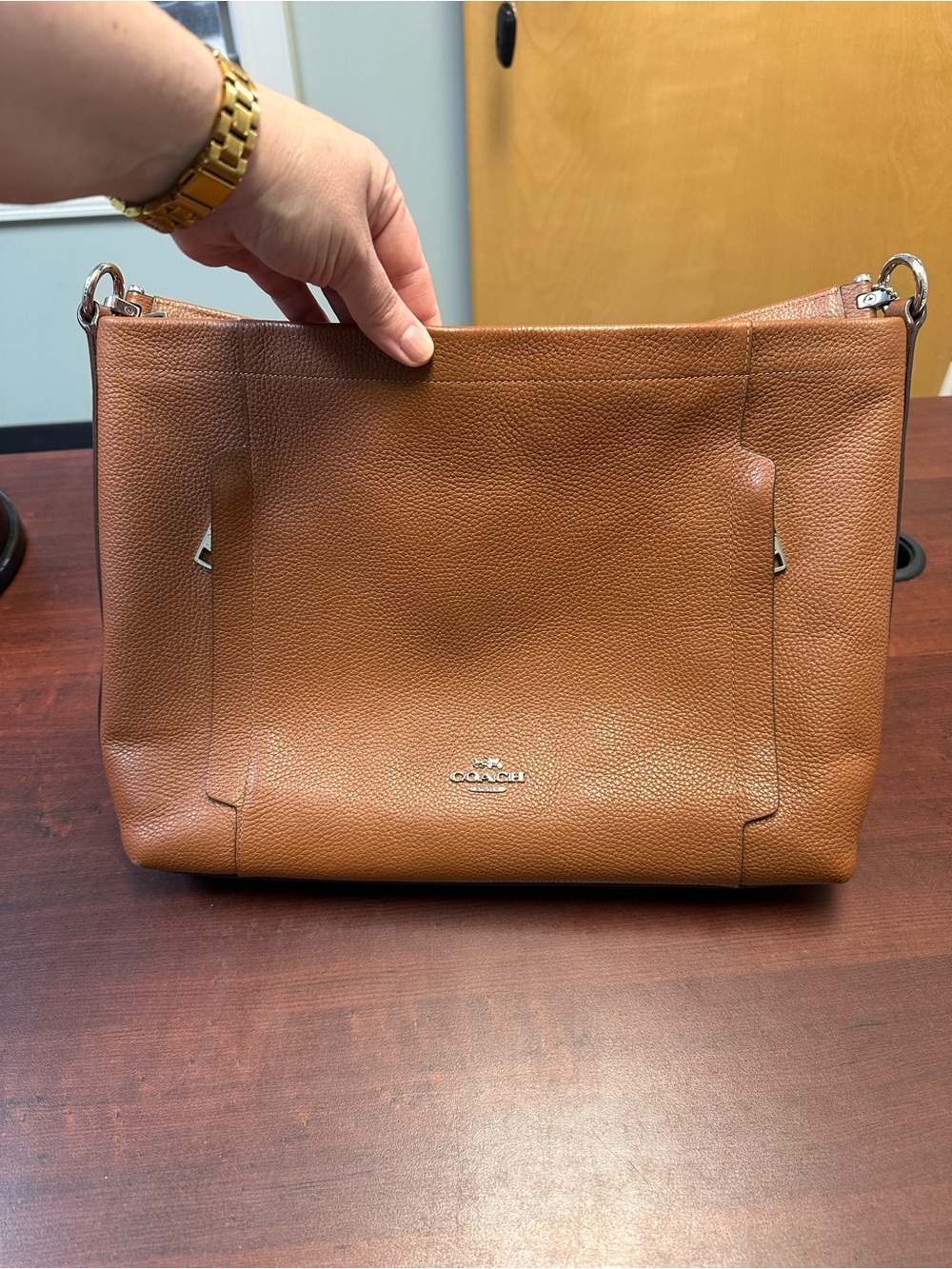 Coach Pebbled Leather Messenger Bag in Saddle Brown - Picture 5 of 6